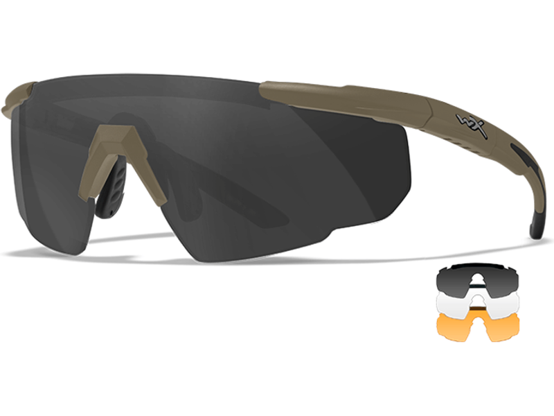 Wiley X SABER ADVANCED - Matte Tan Frame - Grey/Clear/Light Rust Shields (3 Lenses)